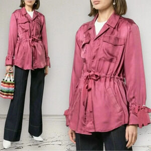 NWT CINQ À SEPT MathieuTwill Satin Jacket Mauve Pink Size M